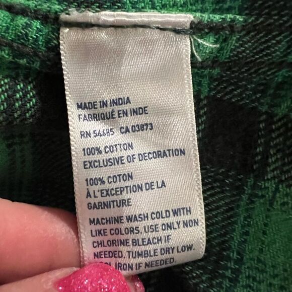 American Eagle men’s size M green plaid button down shirt - Picture 5 of 8